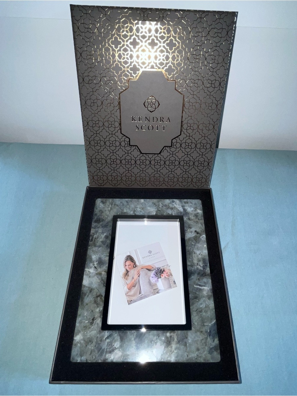 Kendra Scott Labradorite Gray and Black Picture Frame Gunmetal